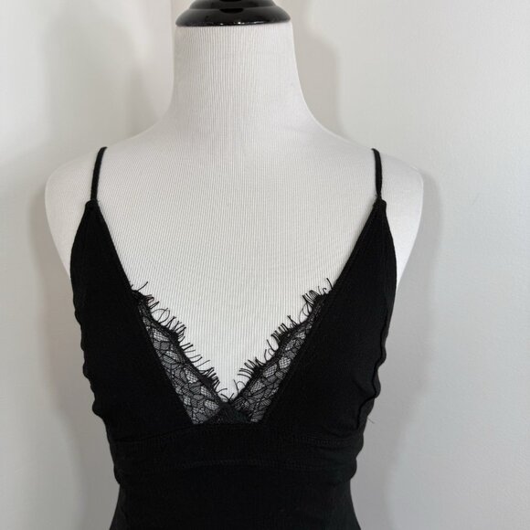 Free People Cami Bodysuit Small Black Bohemian Festival Vibe - Picture 7 of 14